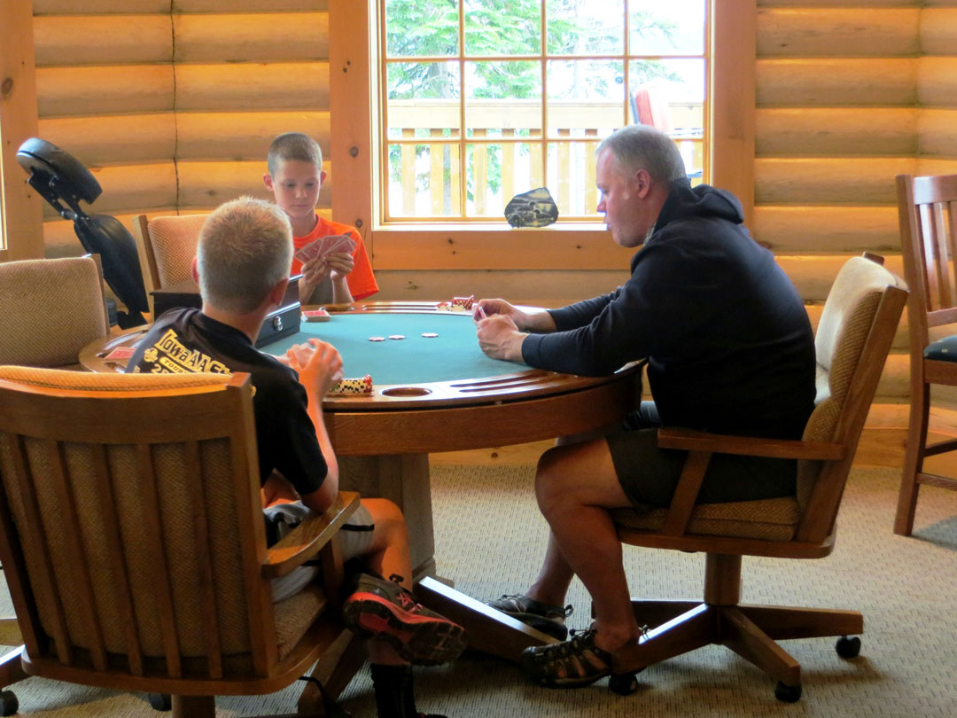 Playing Poker in the Main Cabin at North Haven Resort on Utik Lake