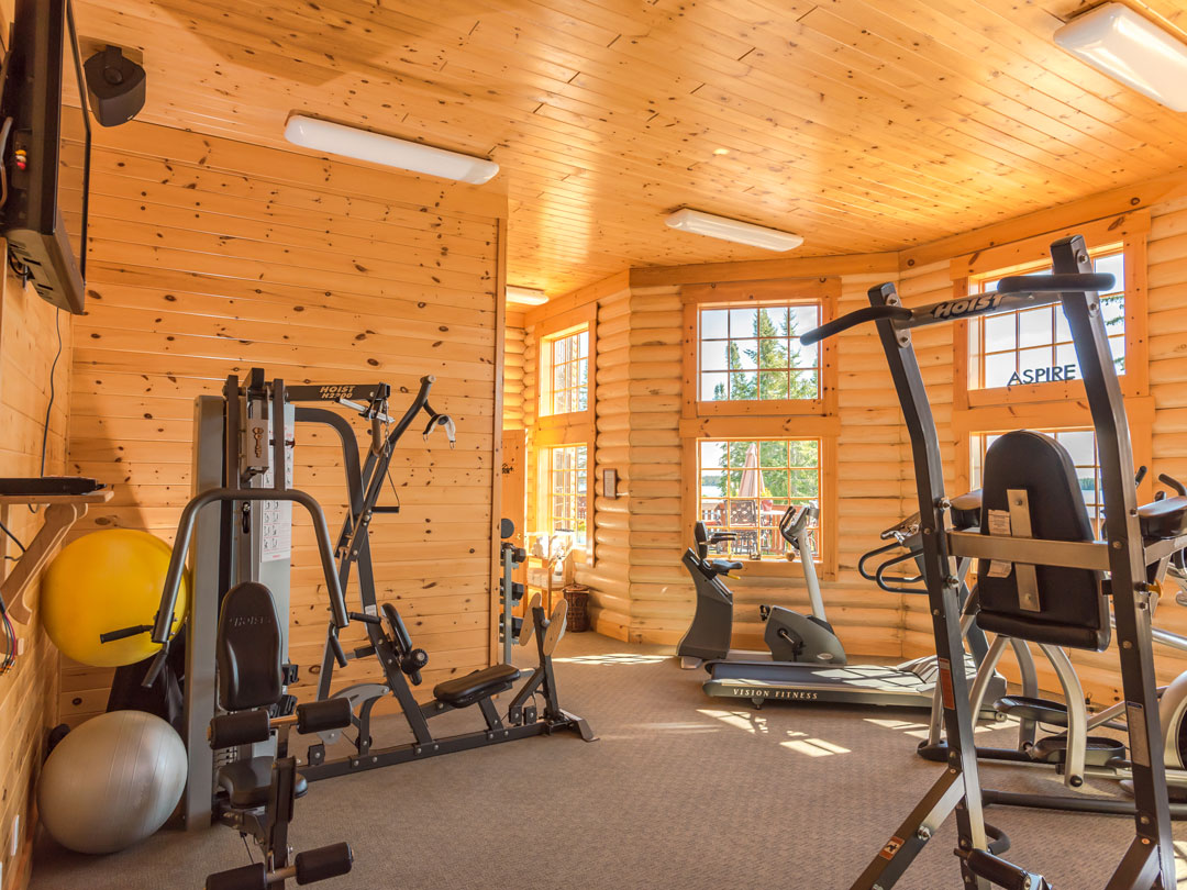 Fitness Room in Main Lodge at North Haven Resort on Utik Lake