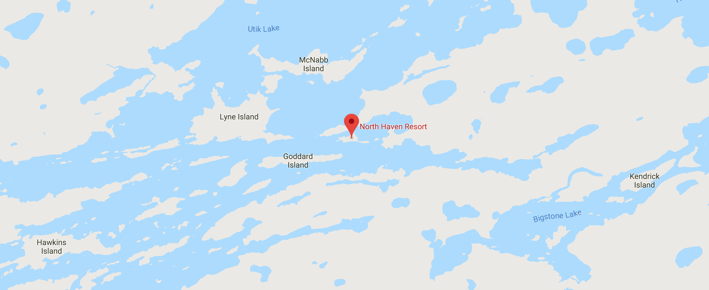 Map of North Haven Resort Location on Utik Lake, Manitoba